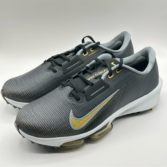 Men’s - Nike Air Zoom Infinity Tour 2 Black Gold Golf FD0217-003 New - Picture 1 of 16